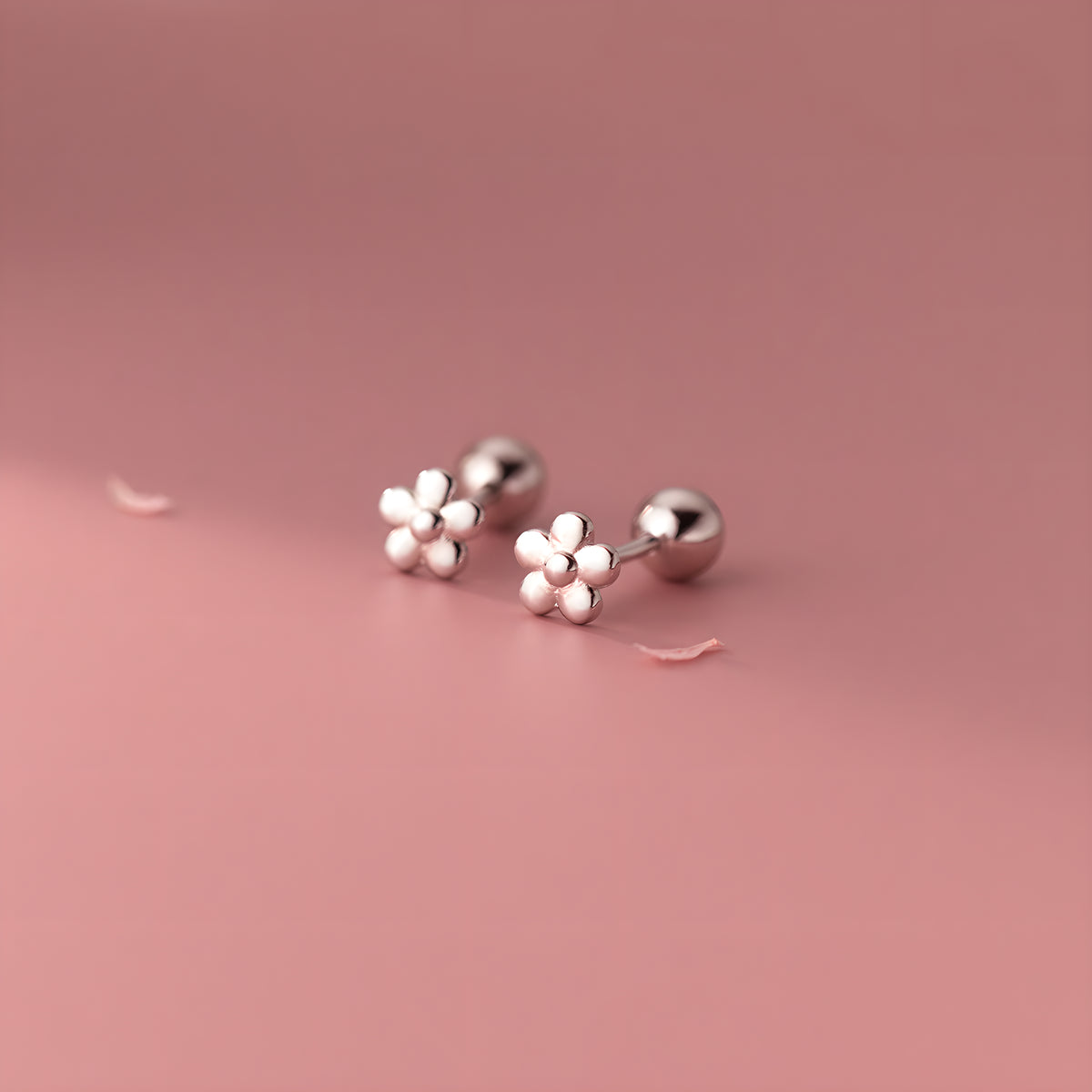 S925 Sterling Silver Floral Screw Back Stud Earrings