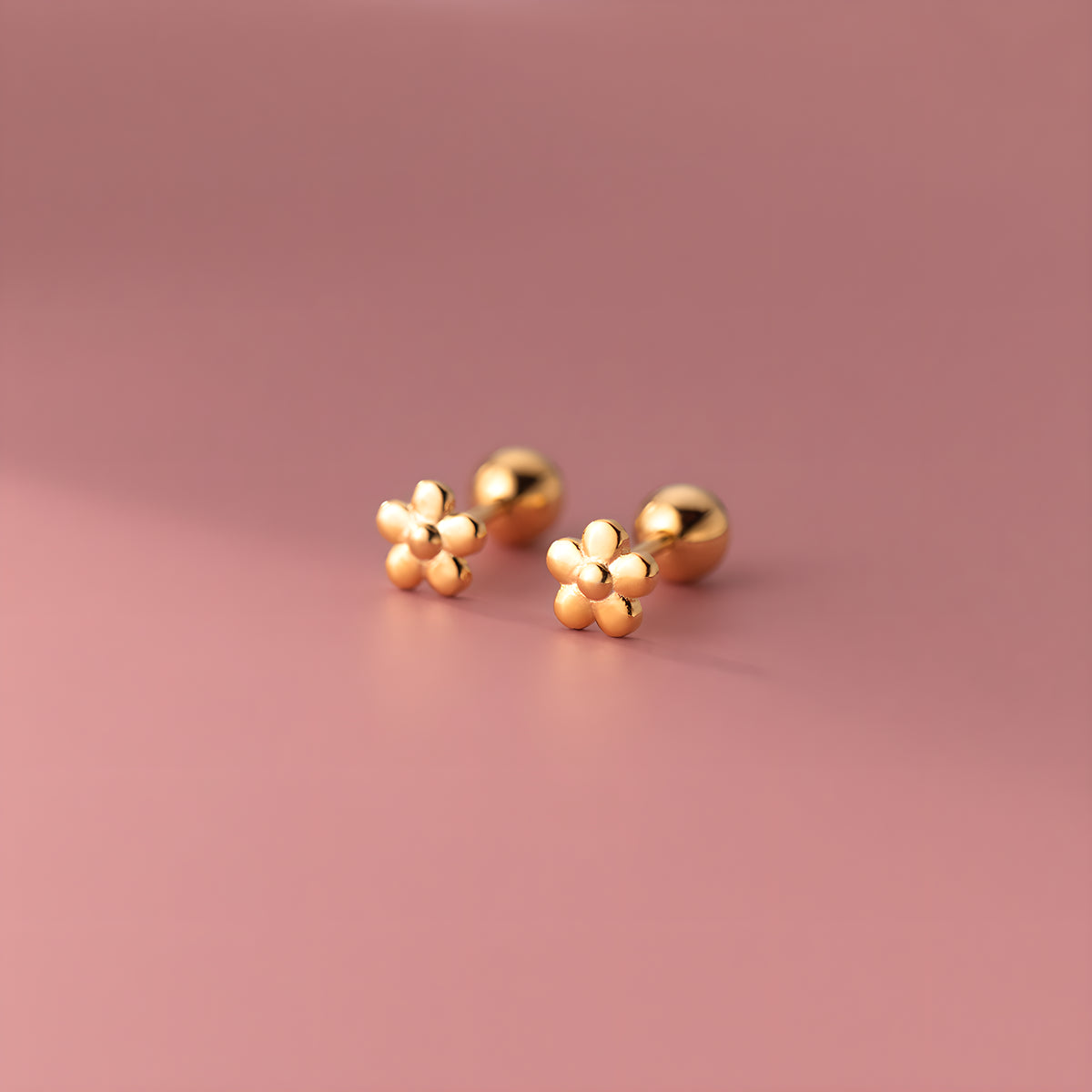 S925 Sterling Silver Floral Screw Back Stud Earrings