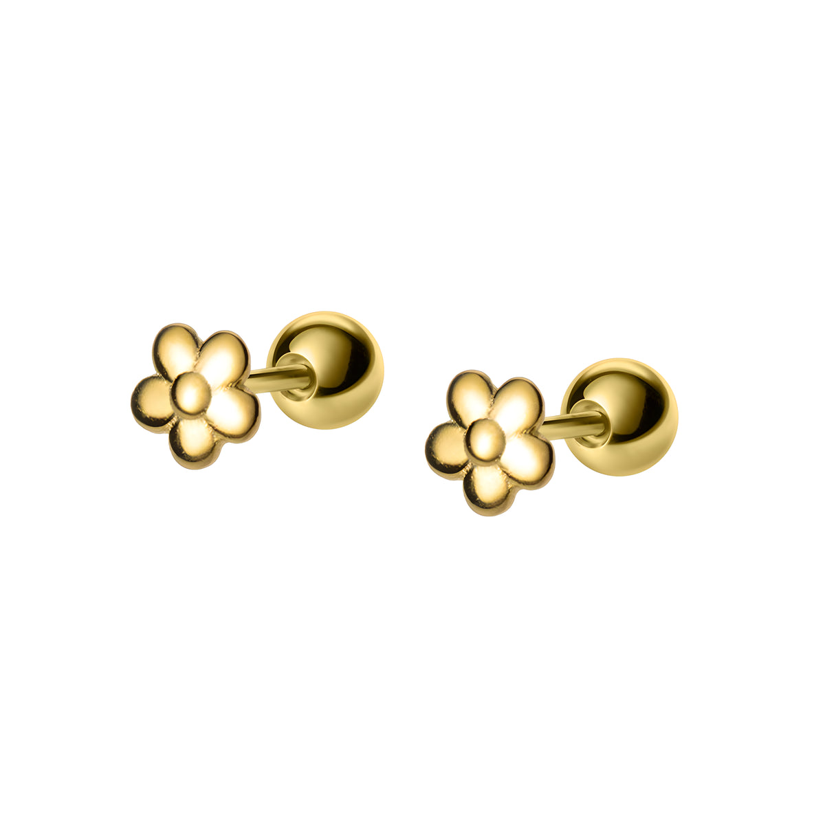 S925 Sterling Silver Floral Screw Back Stud Earrings