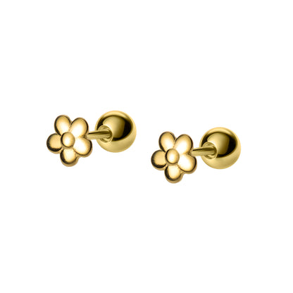 S925 Sterling Silver Floral Screw Back Stud Earrings