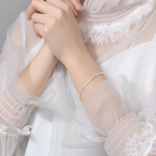 S925 Sterling Silver Galaxy Snowflake Bracelet - Minimalist Shiny Layering