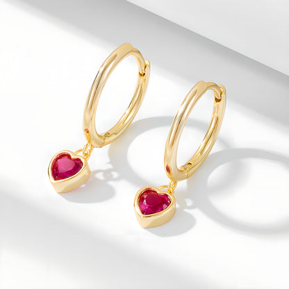 S925 Sterling Silver Heart Shaped Cubic Zirconia Earrings