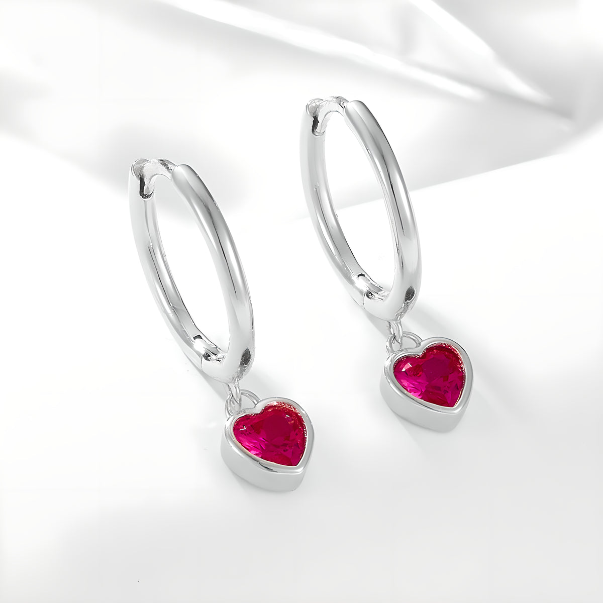 S925 Sterling Silver Heart Shaped Cubic Zirconia Earrings