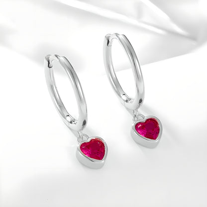 S925 Sterling Silver Heart Shaped Cubic Zirconia Earrings