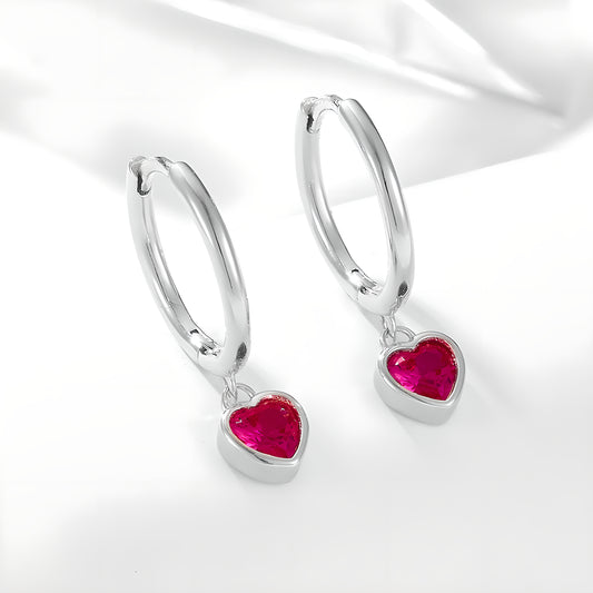 S925 Sterling Silver Heart Shaped Cubic Zirconia Earrings