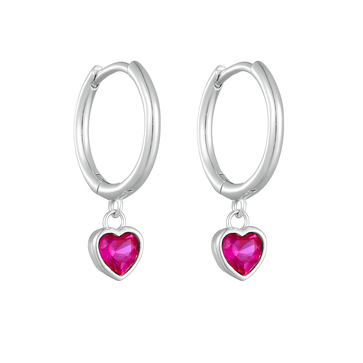 S925 Sterling Silver Heart Shaped Cubic Zirconia Earrings