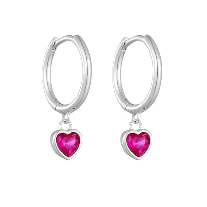 S925 Sterling Silver Heart Shaped Cubic Zirconia Earrings
