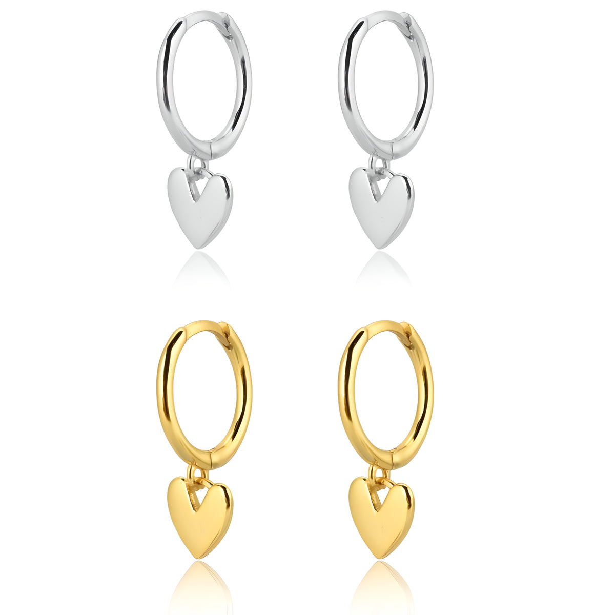 S925 Sterling Silver Heart Stud Earrings