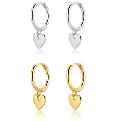 S925 Sterling Silver Heart Stud Earrings