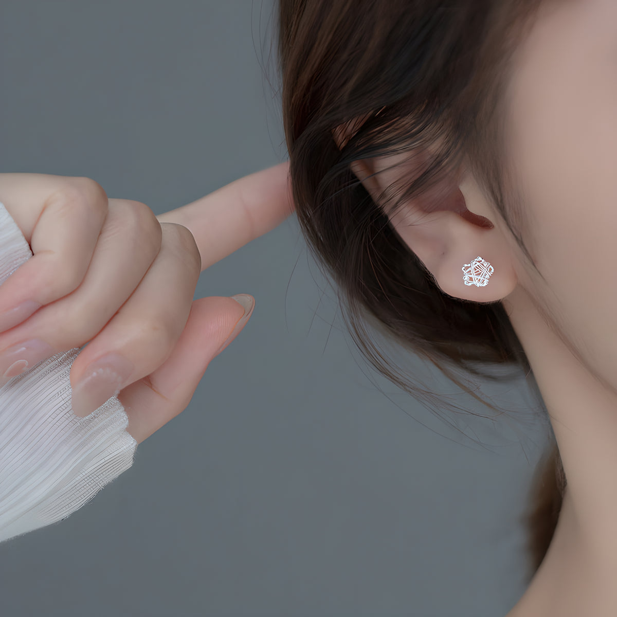 S925 Sterling Silver Hollow Filigree Geometric Stud Earrings Heart Star Triangle