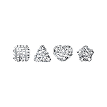 S925 Sterling Silver Hollow Filigree Geometric Stud Earrings Heart Star Triangle