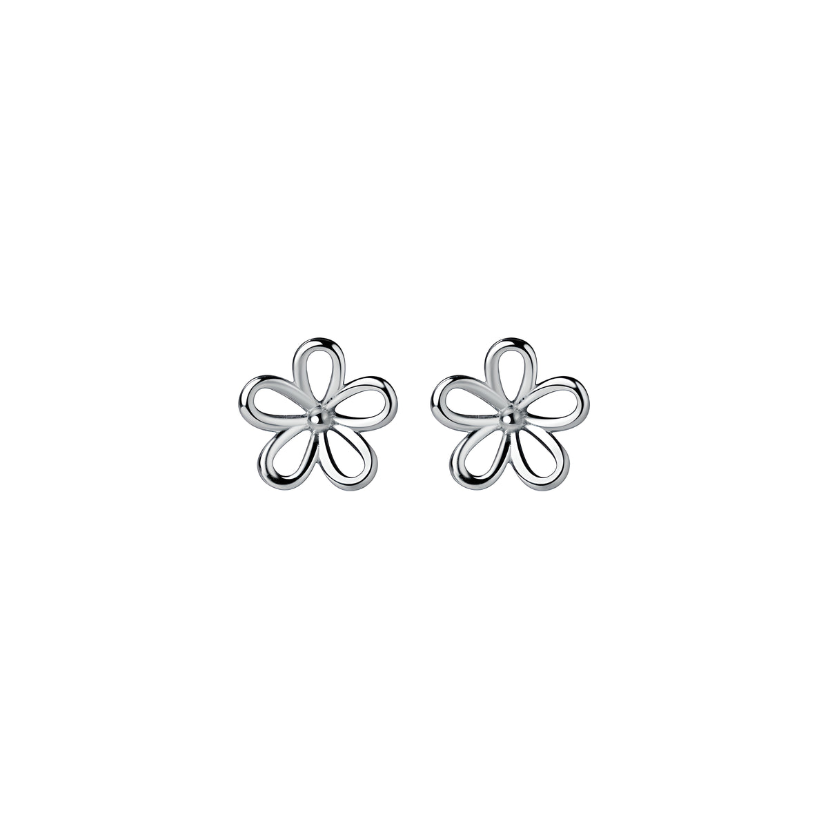 S925 Sterling Silver Hollow Five-Petal Flower Stud Earrings