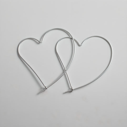 S925 Sterling Silver Hollow Large Heart Hoop Earrings