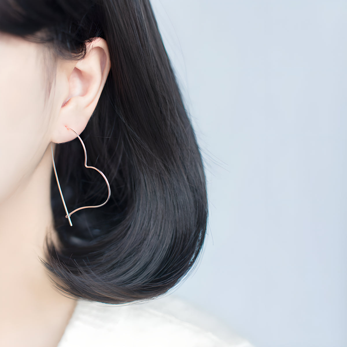 S925 Sterling Silver Hollow Large Heart Hoop Earrings