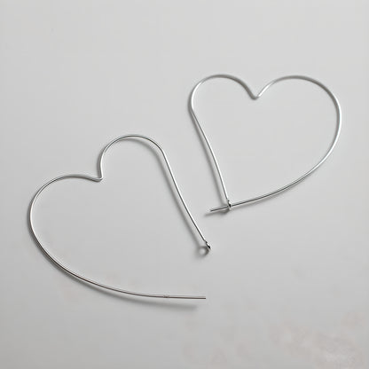 S925 Sterling Silver Hollow Large Heart Hoop Earrings