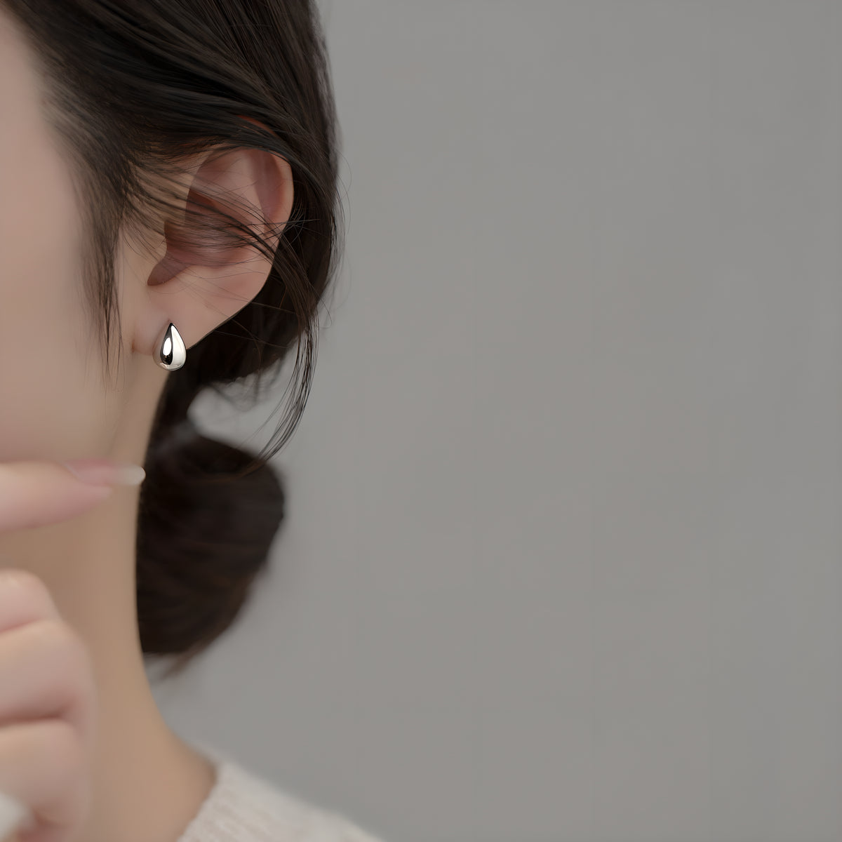 S925 Sterling Silver Initial Teardrop Stud Earrings