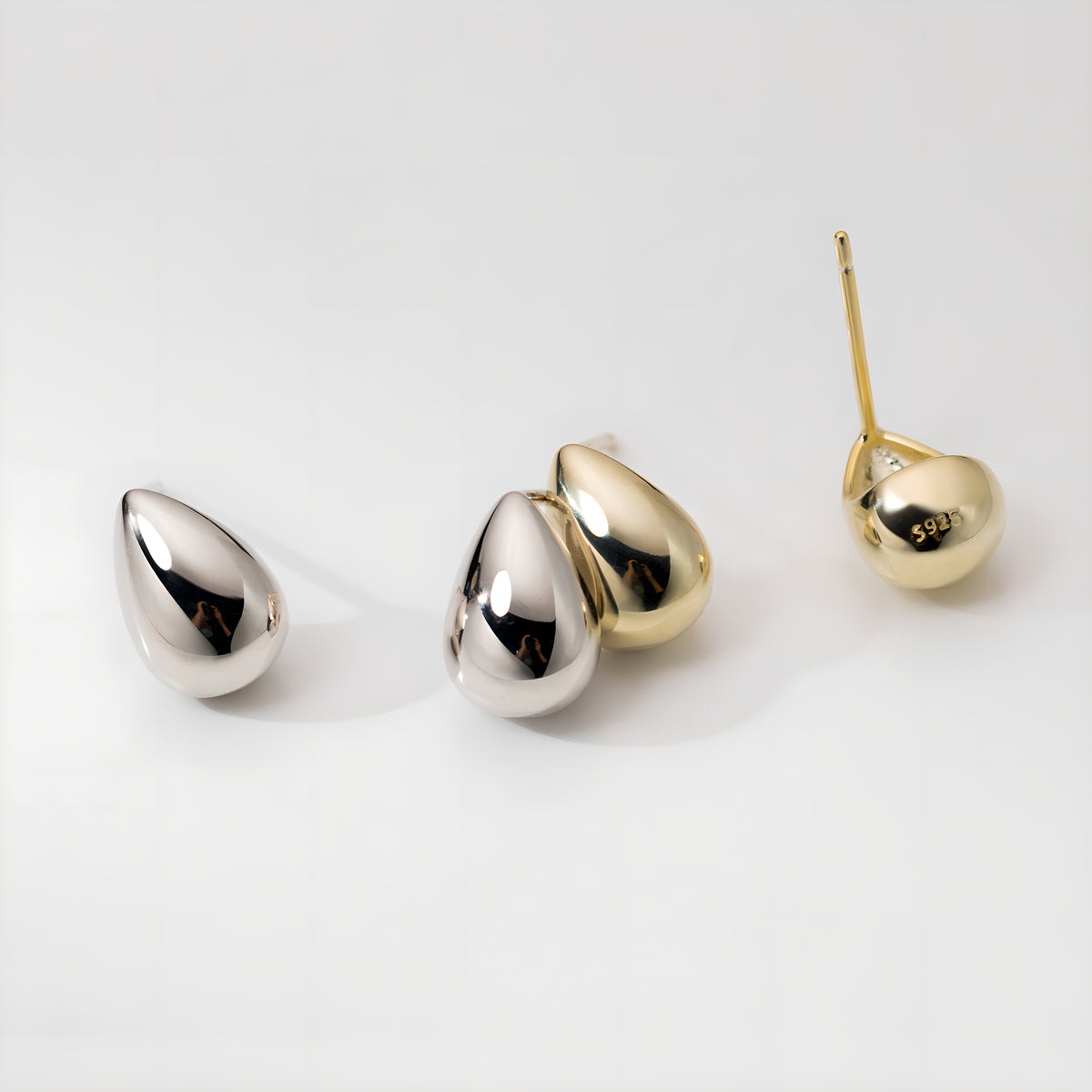 S925 Sterling Silver Initial Teardrop Stud Earrings