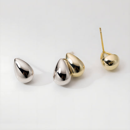 S925 Sterling Silver Initial Teardrop Stud Earrings