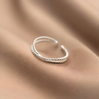 S925 Sterling Silver Intersecting Lines Minimalist Open Ring
