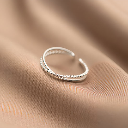 S925 Sterling Silver Intersecting Lines Minimalist Open Ring