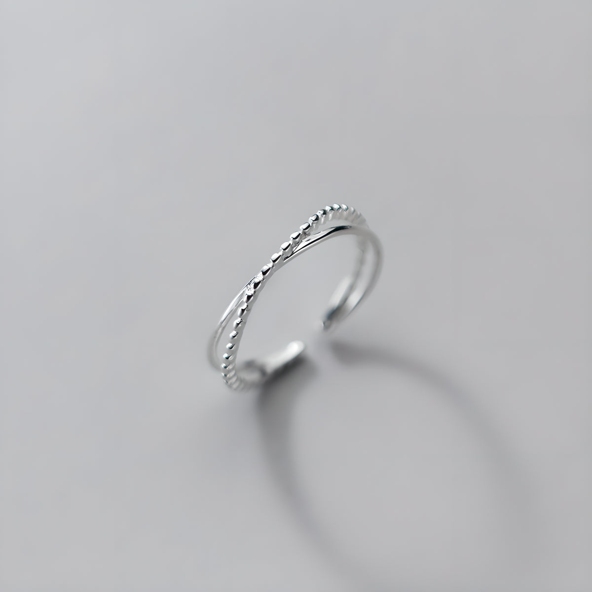 S925 Sterling Silver Intersecting Lines Minimalist Open Ring