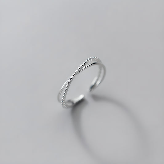 S925 Sterling Silver Intersecting Lines Minimalist Open Ring