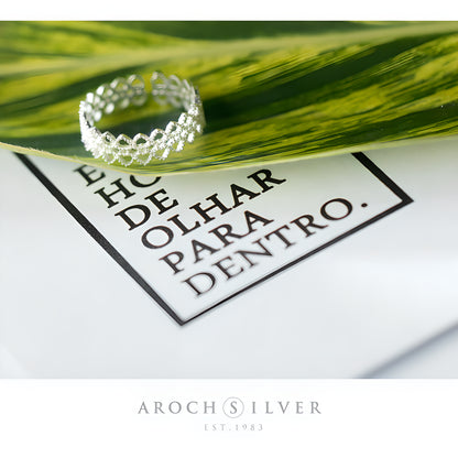 S925 Sterling Silver Lace Hollow Pattern Ring for Women Korean Style