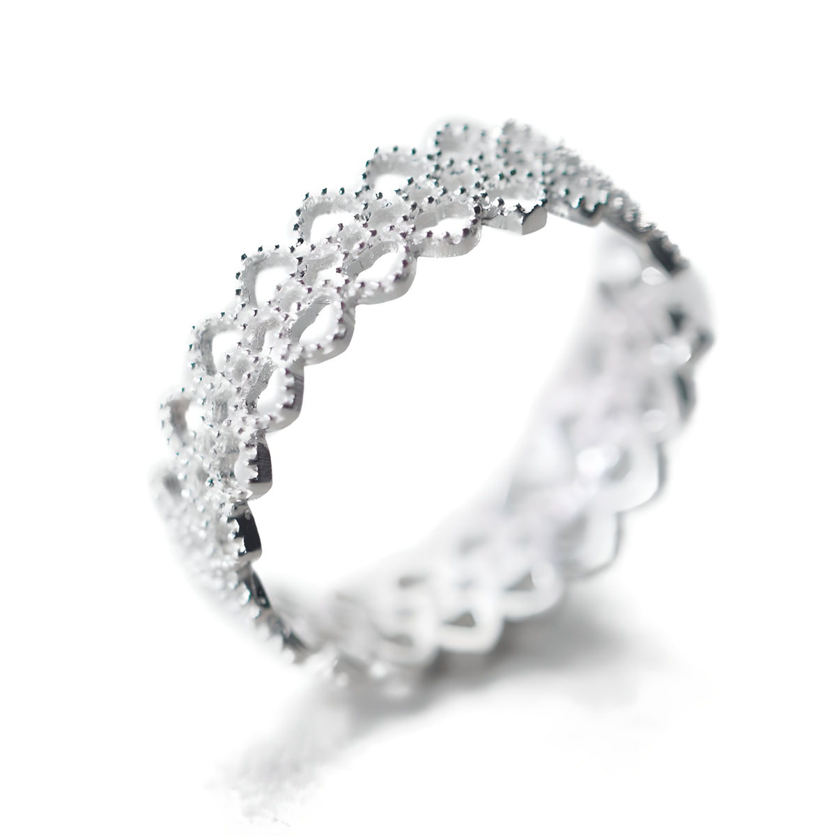 S925 Sterling Silver Lace Hollow Pattern Ring for Women Korean Style