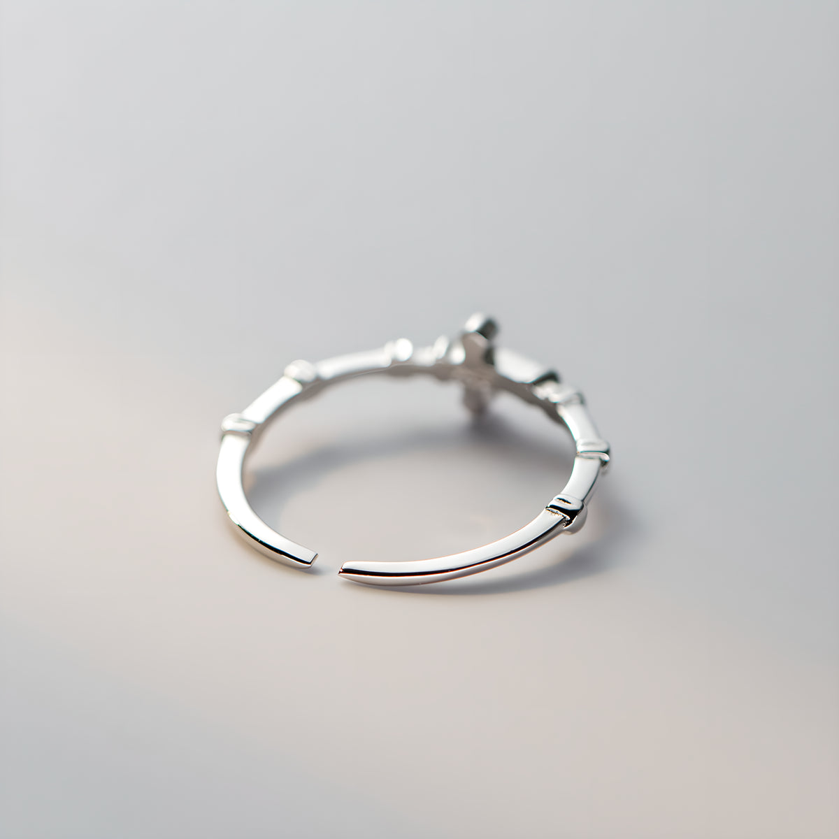 S925 Sterling Silver Minimalist Cross Zircon Ring for Women