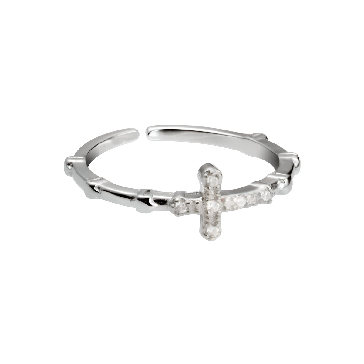 S925 Sterling Silver Minimalist Cross Zircon Ring for Women