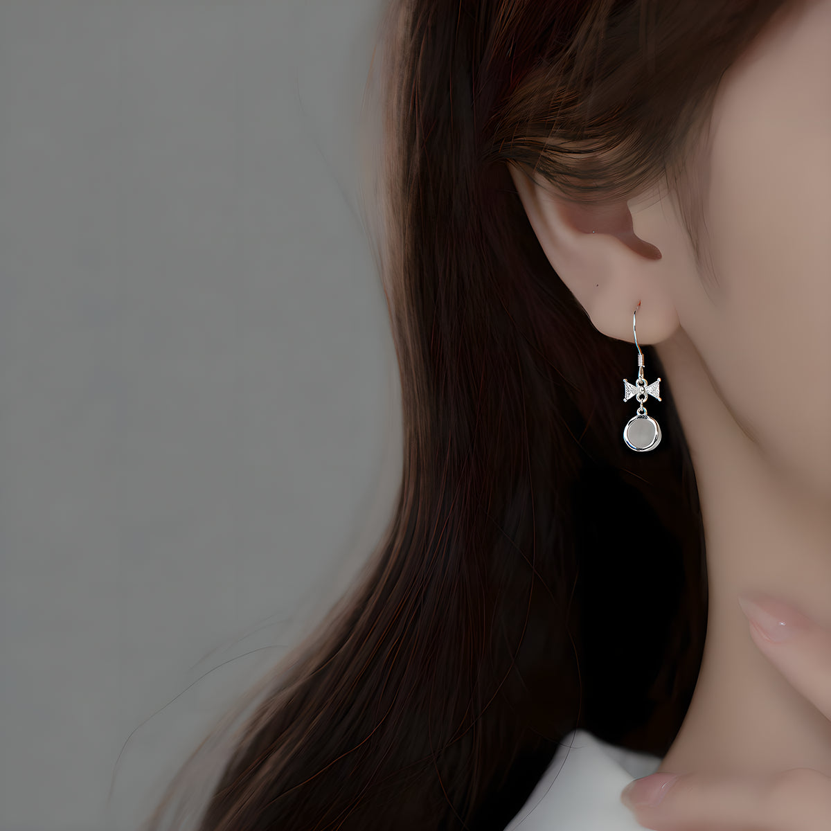 S925 Sterling Silver Moonstone Bow Drop Earrings