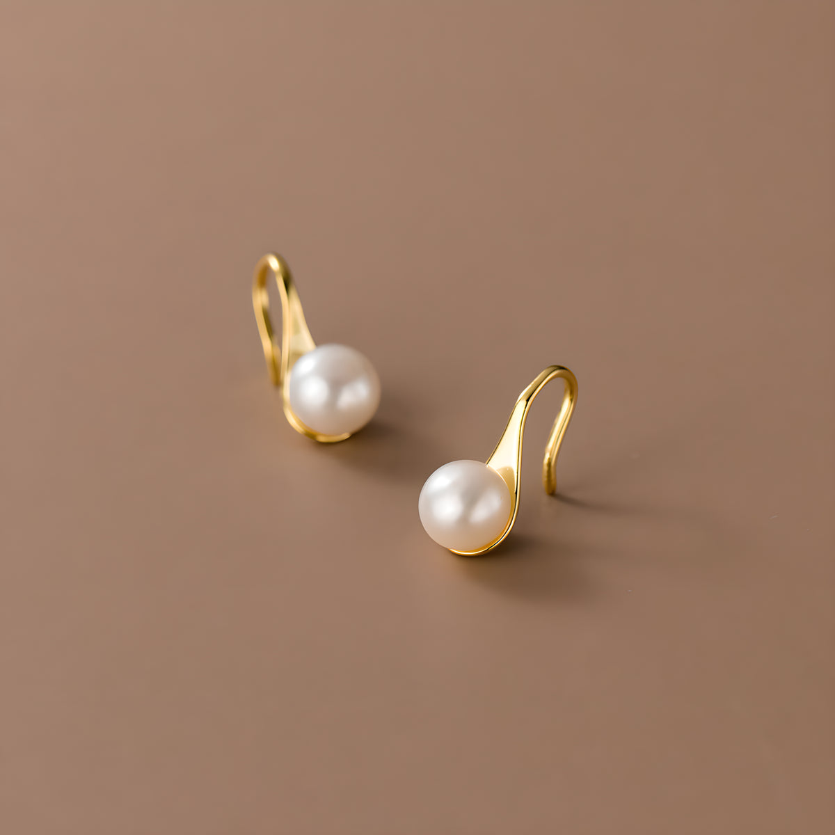 S925 Sterling Silver Pearl Drop Earrings Geometric High Heel Design