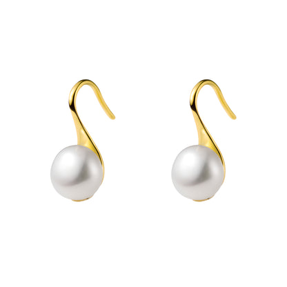 S925 Sterling Silver Pearl Drop Earrings Geometric High Heel Design