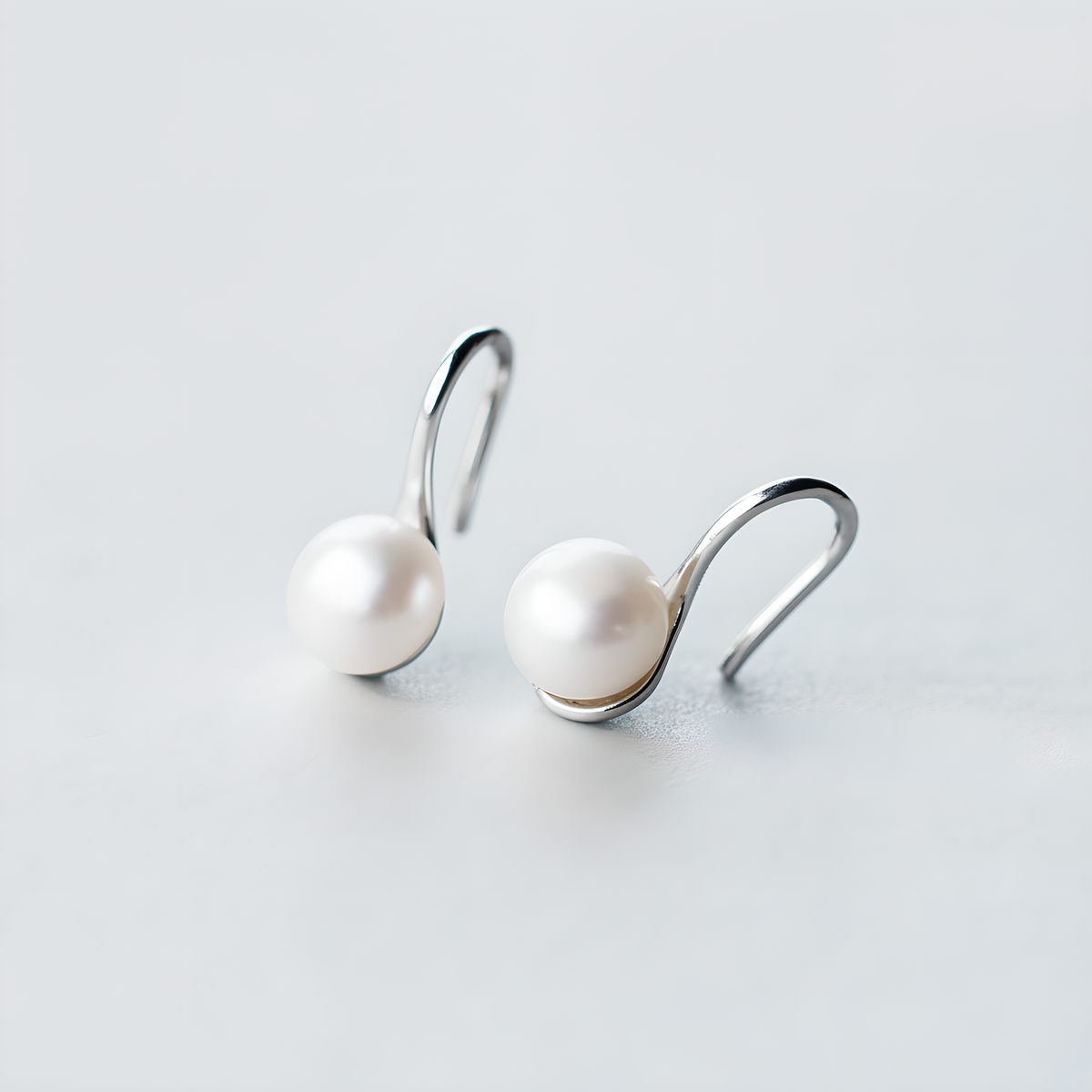 S925 Sterling Silver Pearl Drop Earrings Geometric High Heel Design