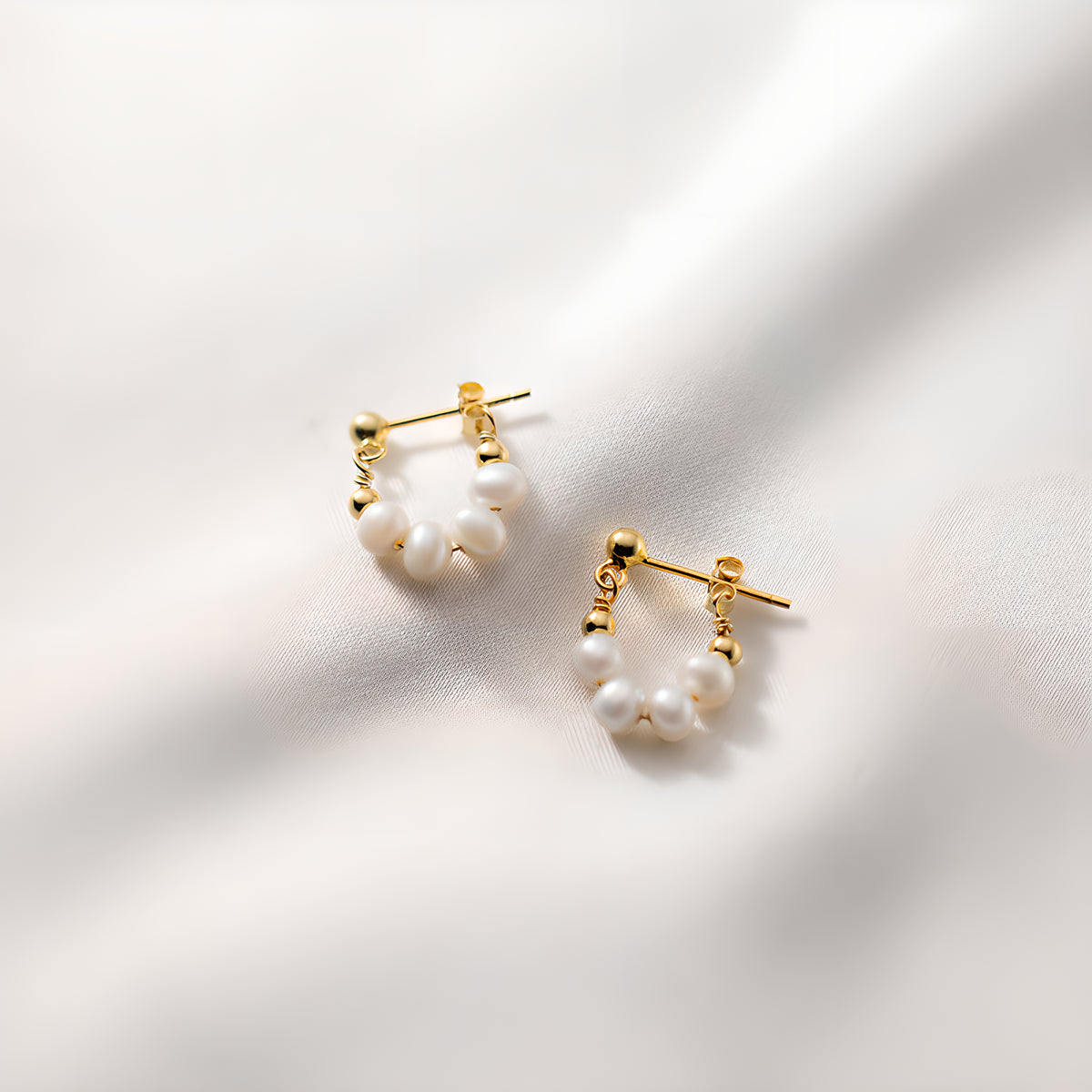 S925 Sterling Silver Pearl U-Shape Huggie Earrings Vintage Luxury Minimalist