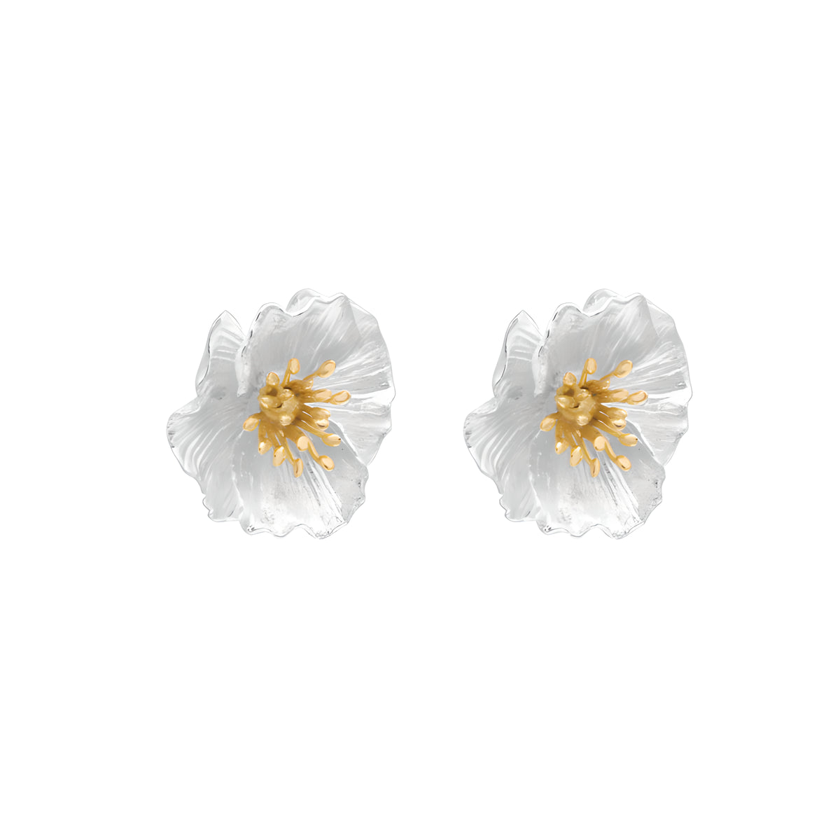 S925 Sterling Silver Poppy Flower Artistic Drop Earrings