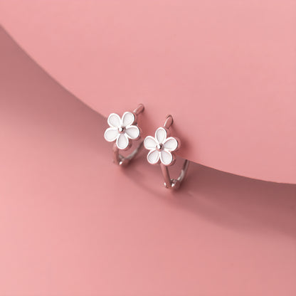 S925 Sterling Silver Resin Flower Ear Cuff