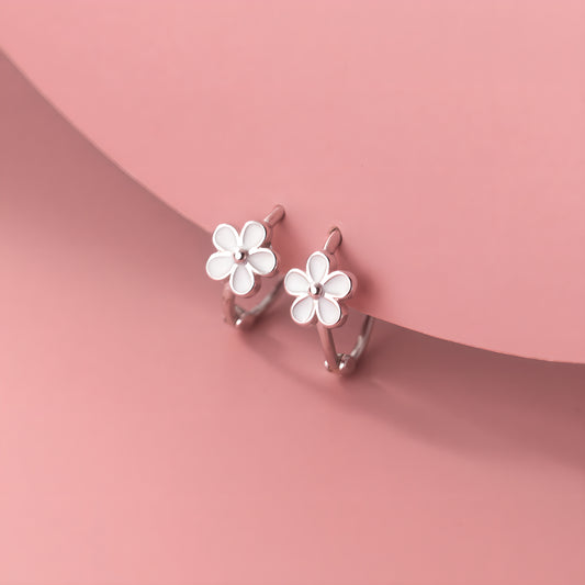 S925 Sterling Silver Resin Flower Ear Cuff