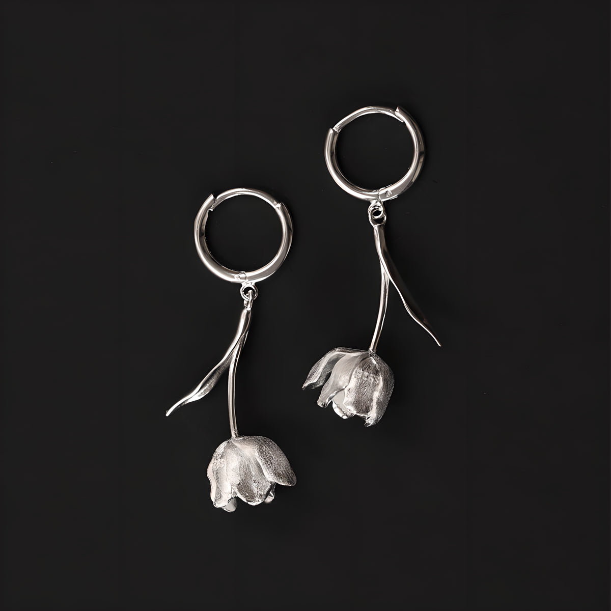 S925 Sterling Silver Tulip Artistic French Style Niche Design Earrings
