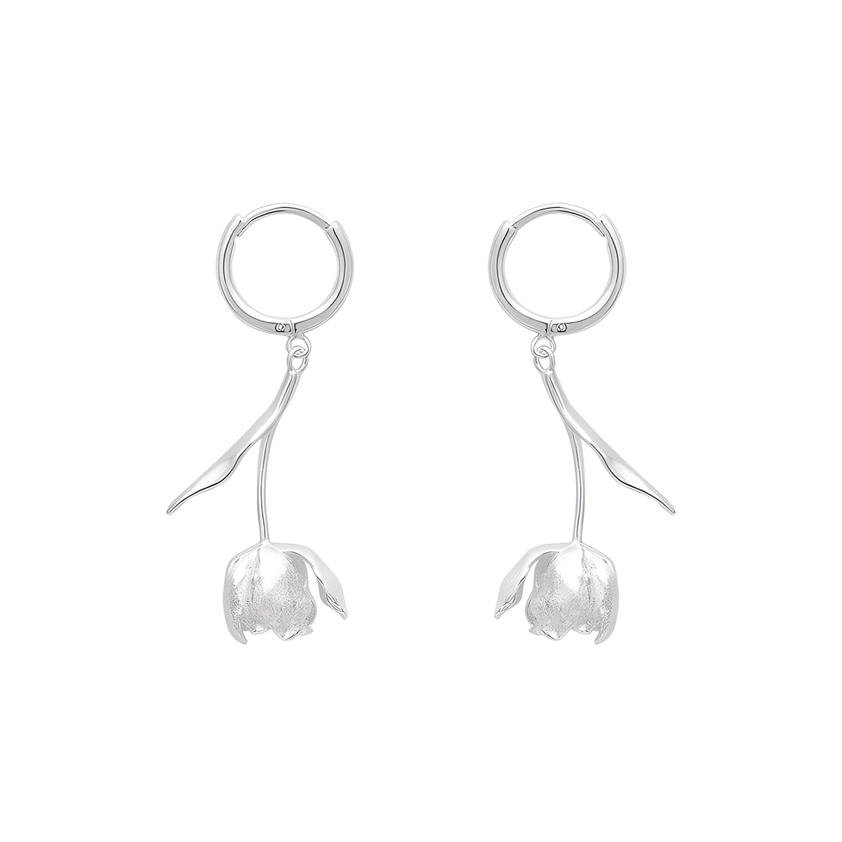 S925 Sterling Silver Tulip Artistic French Style Niche Design Earrings