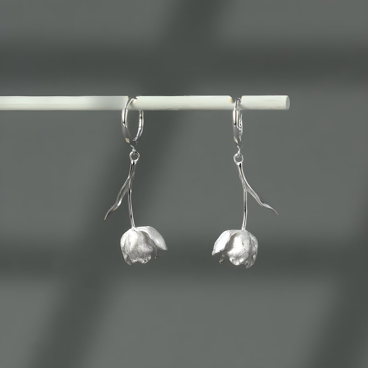 S925 Sterling Silver Tulip Artistic French Style Niche Design Earrings