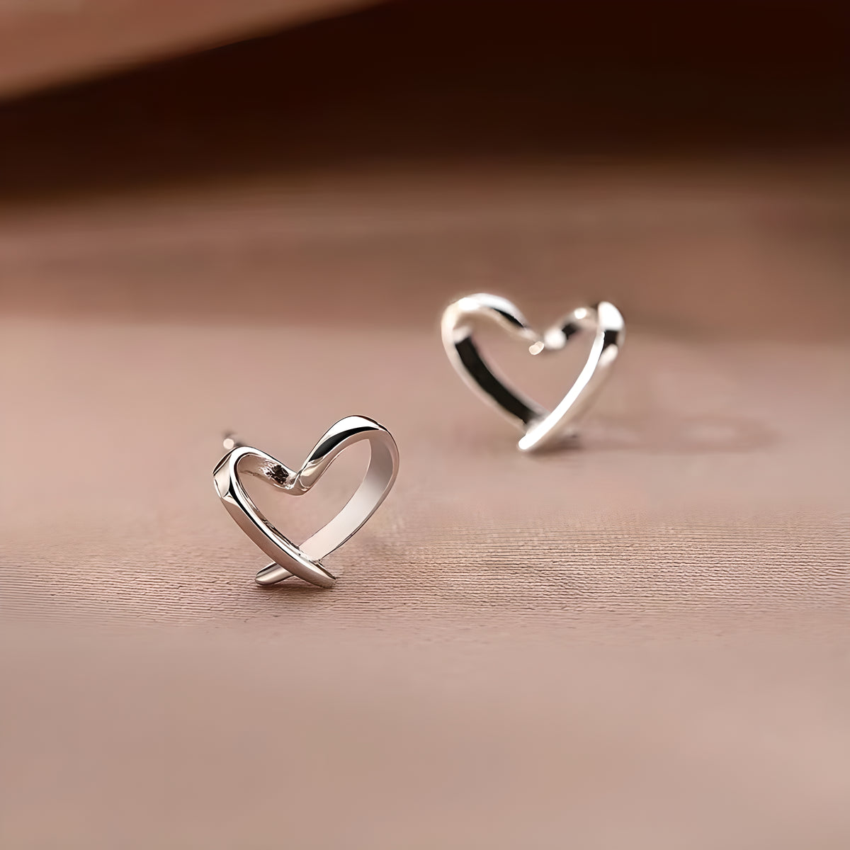 S999 Sterling Silver Heart Stud Earrings