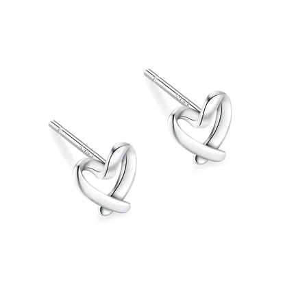 S999 Sterling Silver Heart Stud Earrings