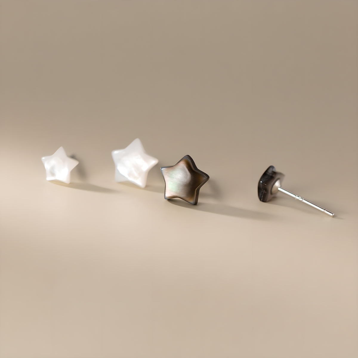 Shell Star Stud Earrings Sterling Silver