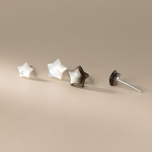 Shell Star Stud Earrings Sterling Silver