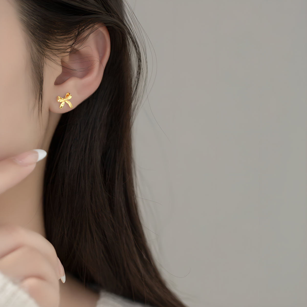 Silver Bow Stud Earrings - Delicate & Elegant Design