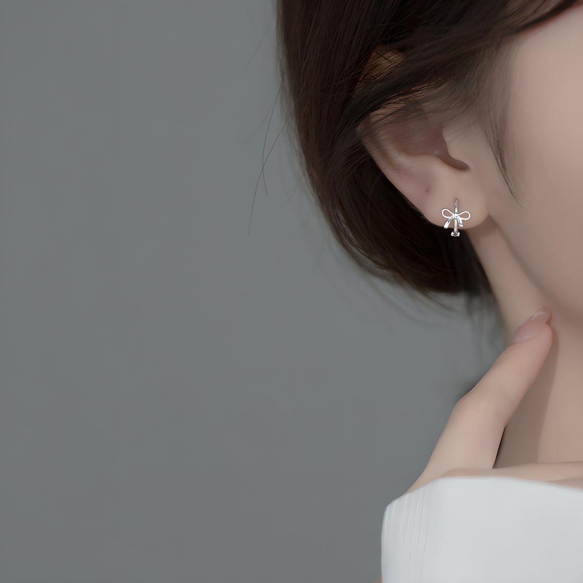 Simple Bow Stud Earrings S925 Silver