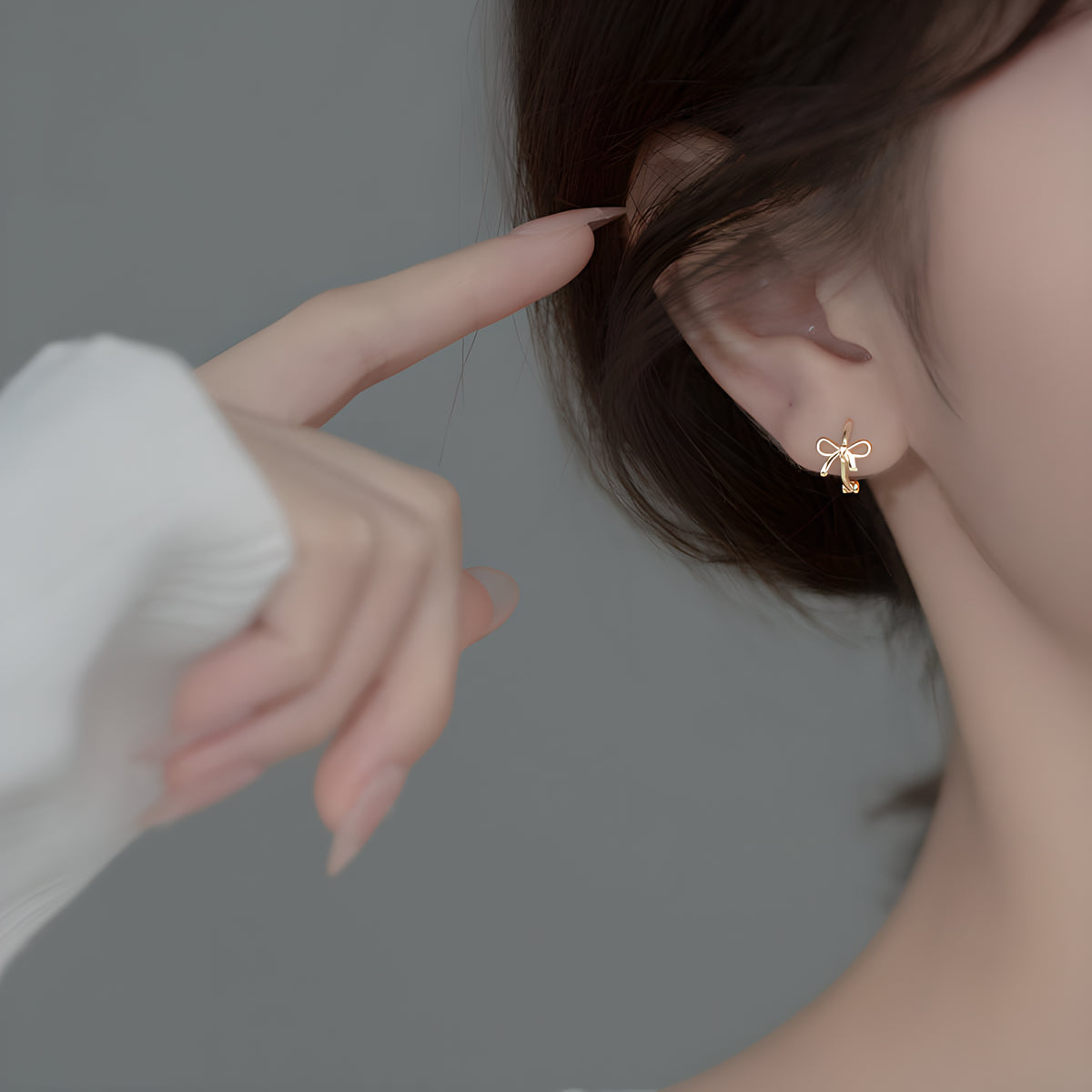 Simple Bow Stud Earrings S925 Silver