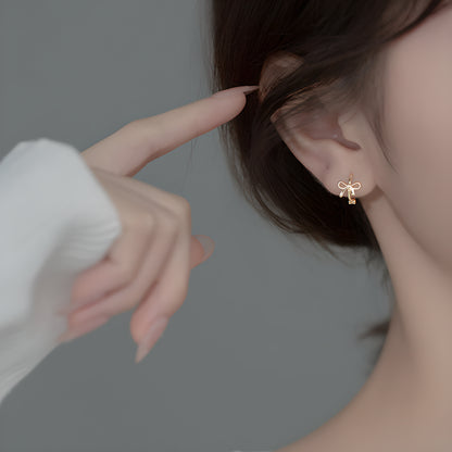 Simple Bow Stud Earrings S925 Silver