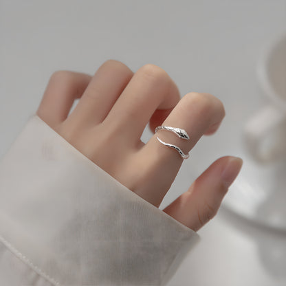 Simple Snake S925 Sterling Silver Adjustable Ring